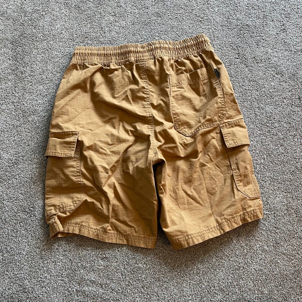 Y2K BAGGY Southpole Cargo Shorts Mens Small Tan Ripstop Elastic Waist Drawstring - Picture 2 of 7